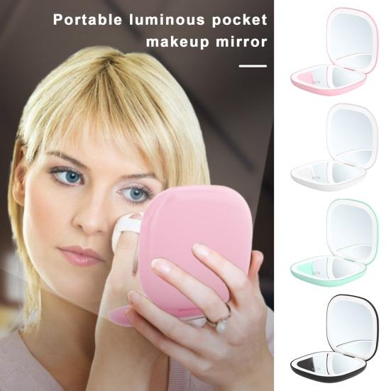 3-цветный светодиодный двусторонний 5-кратный/10-кратный увеличительный сенсорный портативный портативный портативный складной для женщин и девочек с регулируемой яркостью