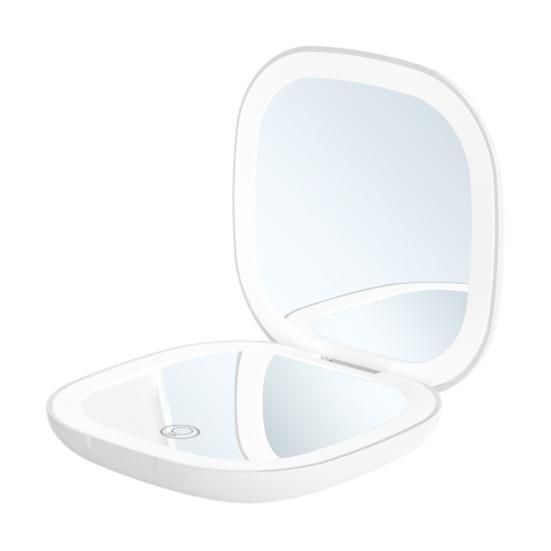 3-цветный светодиодный двусторонний 5-кратный/10-кратный увеличительный сенсорный портативный портативный портативный складной для женщин и девочек с регулируемой яркостью B белый